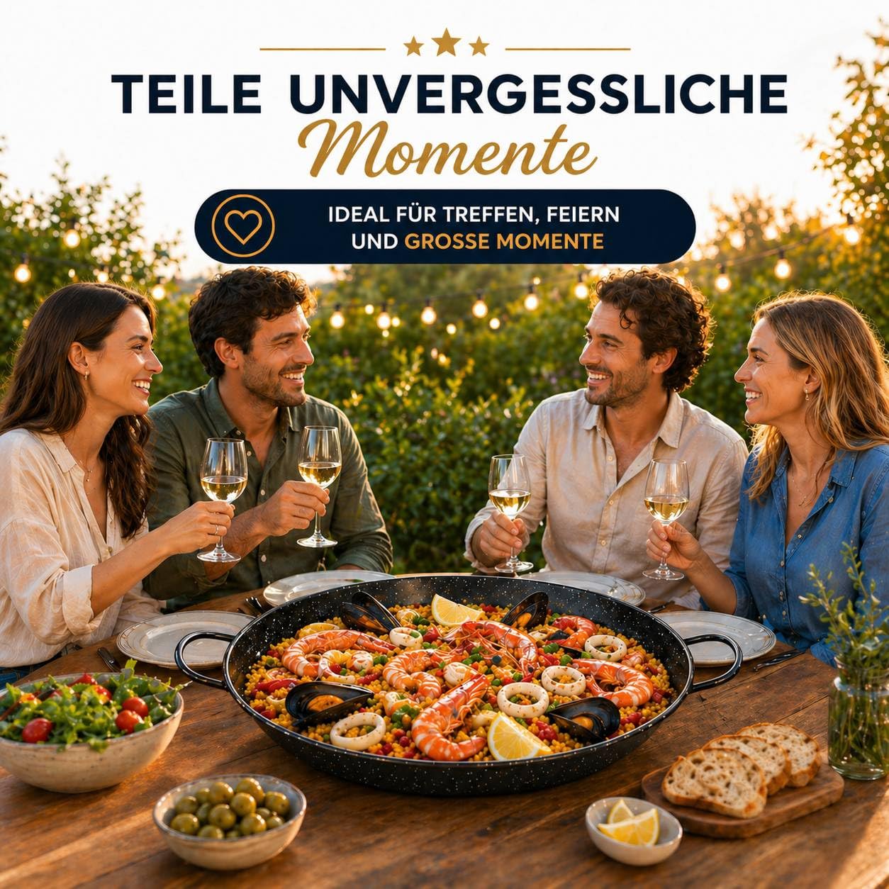 TEHORNEO Paella Pfanne Induktion, Paella Pfanne 36 cm Emaillierter Stahl 6-7 Portionen, Paellapfanne, Paella Grill, Paellera Geeignet für Induktion, Feuer und Vitrokeramik