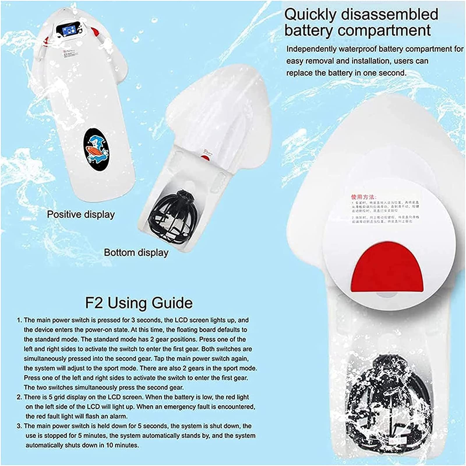 Seascooter eléctrico Submarino, 480W Scooter Submarino Natación Propulsor Aeronave, Equipo de Buceo de 60 Minutos, Adecuado para Piscina Snorkel Sea Adventure Rescue