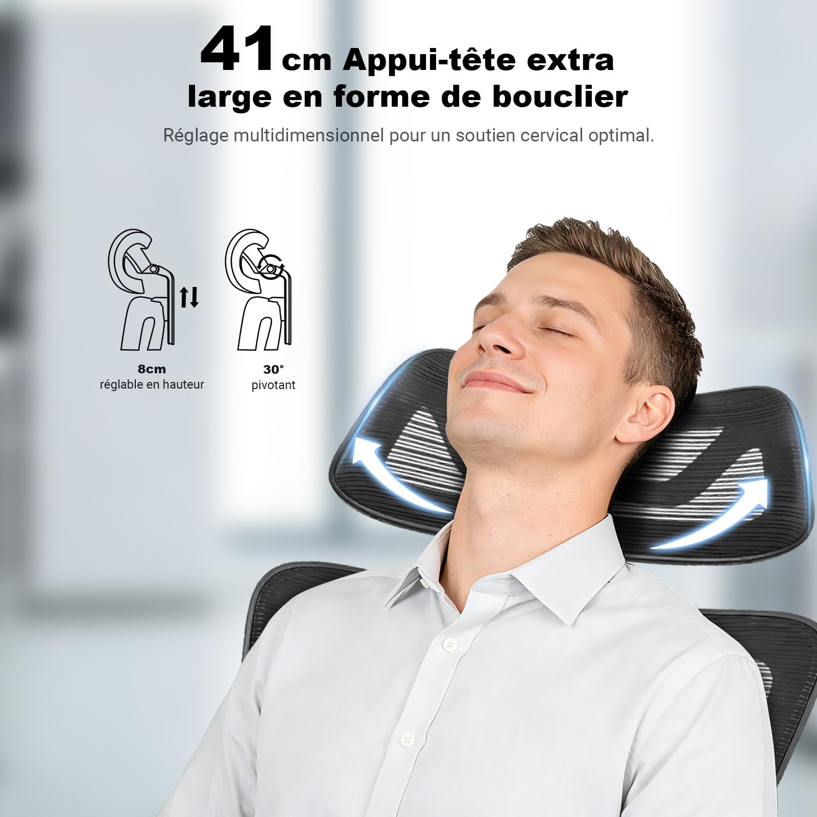 MELOKEA ReliefBack Bürostuhl Ergonomisch 150 kg, Höhenverstellbare Lendenstütze, 3D-Armlehnen, 3-Stufen-Verriegelung, Federkern-Sitzpolster, Großer Schreibtischstuhl EN1335