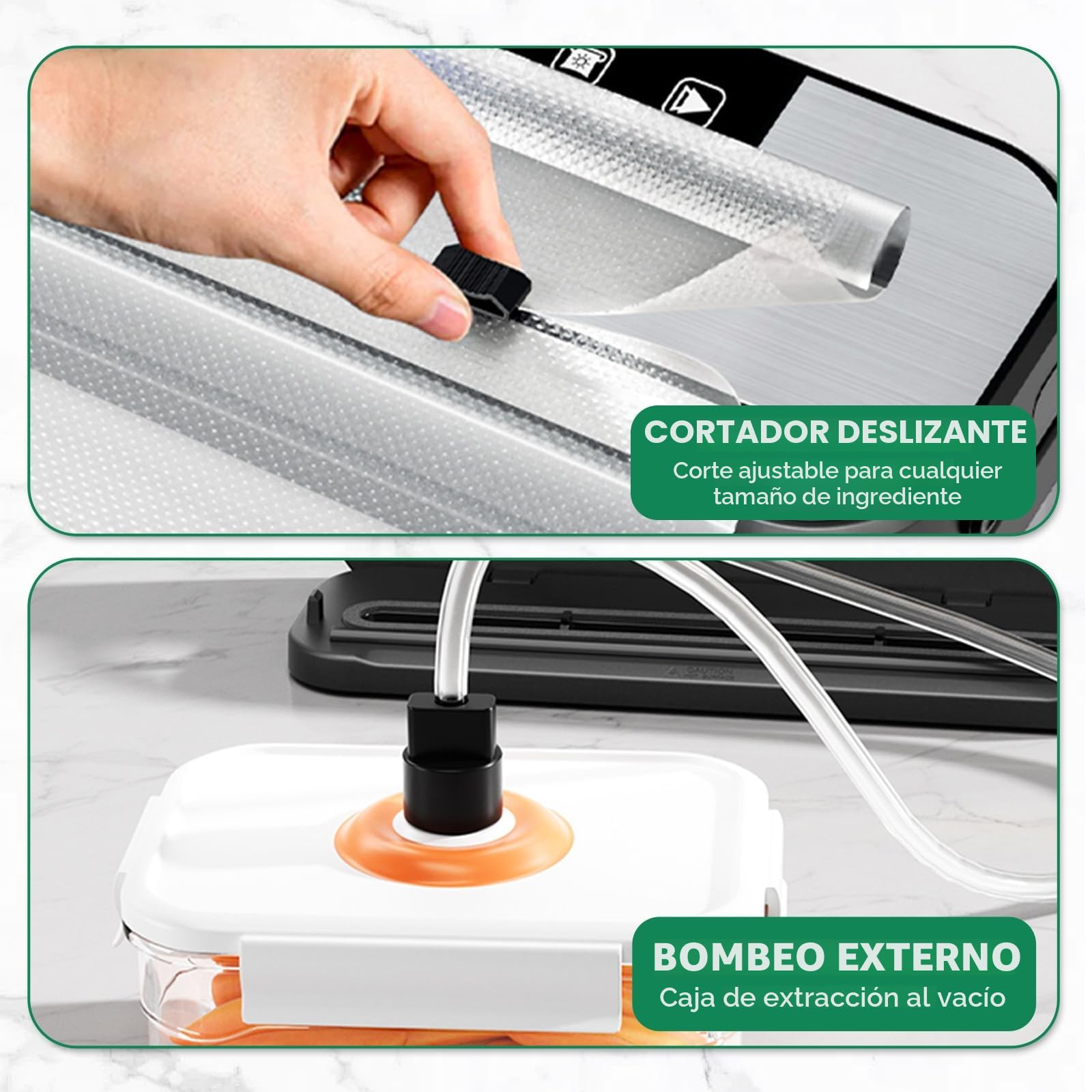 Envasadora al vacío 6 en 1 profesional para alimentos, con 50 bolsas de envasado al vacío y 1 manguera para recipiente al vacío, dispositivo de sellado automático de 75 Kpa con cortador y cuenta atrás