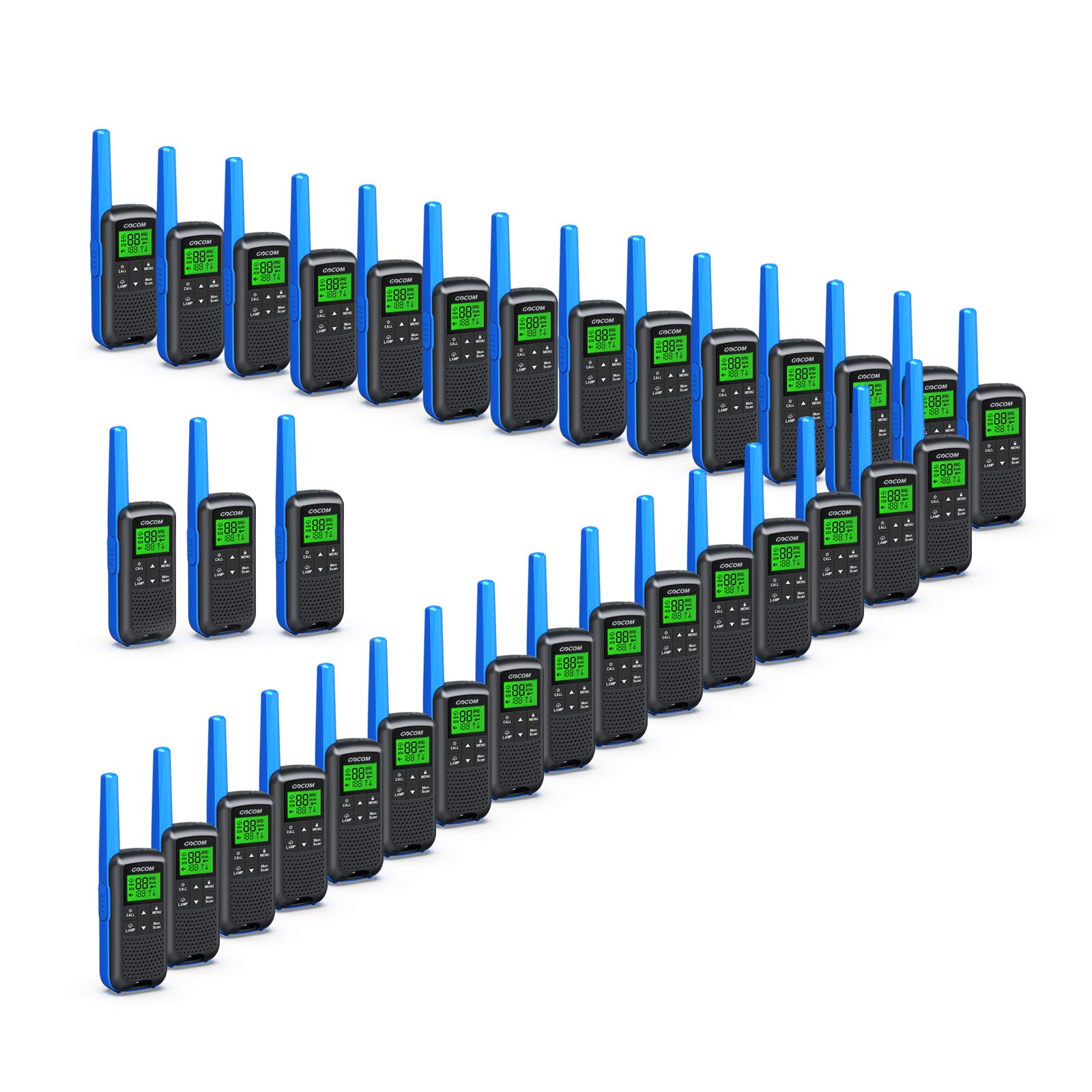 GOCOMWalkie Talkies for Adults Two Way Radios 32 Pack FRS Radios 2 Way Radios Rechargeable Hiking IPX4 Waterproof