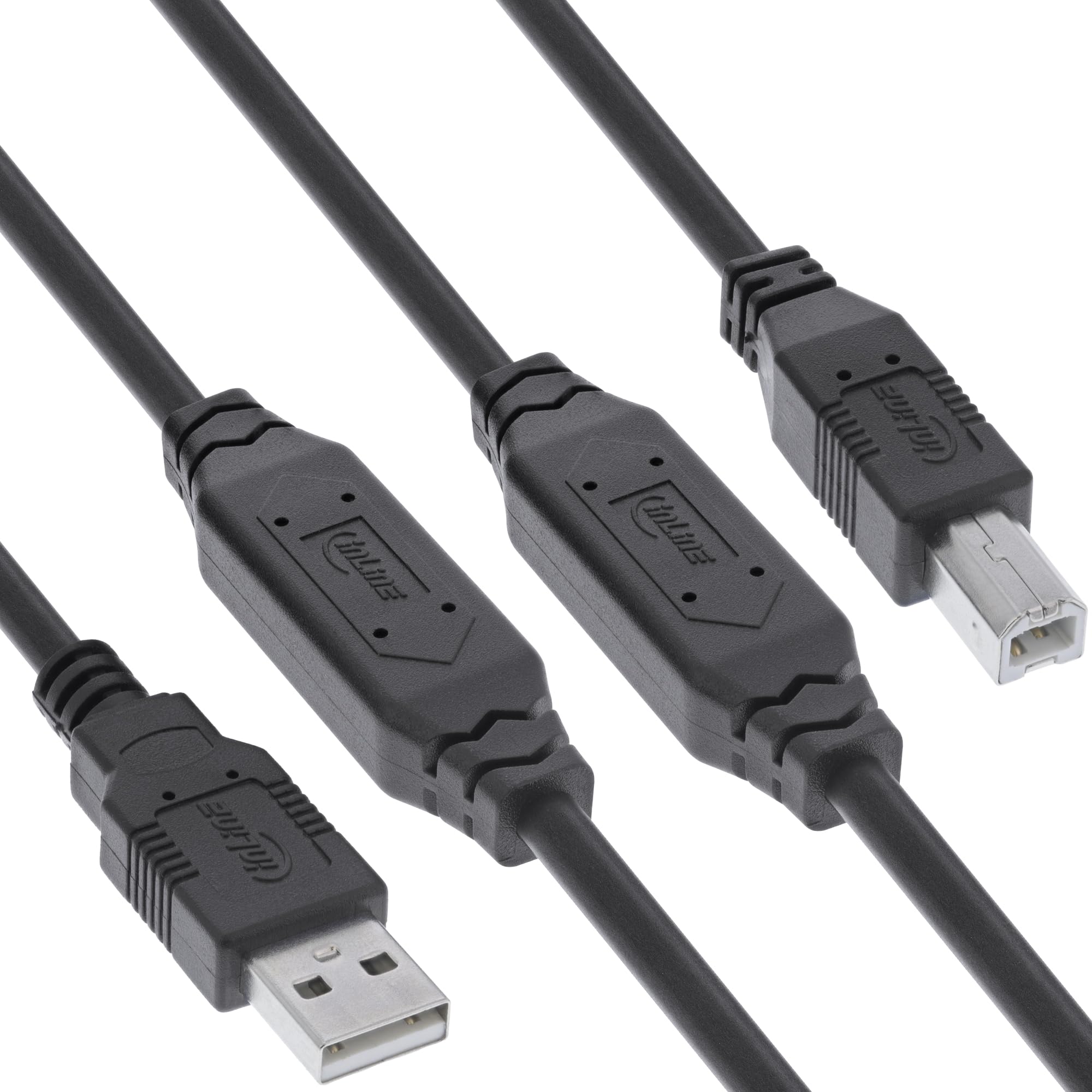 InLine® Cavo attivo USB 2.0 con amplificazione del segnale, da USB-A a USB-B, prolunga cavo stampante, 25 m, 34514A