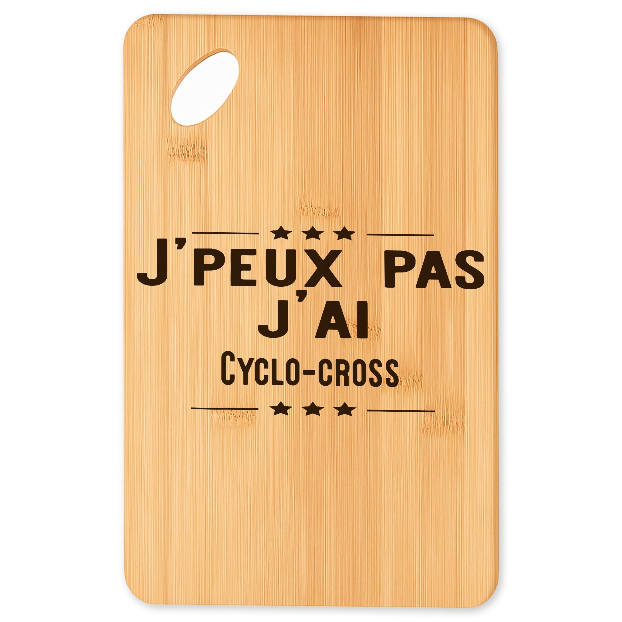Planche à découper Cyclo-cross avec plateau apéro en bambou pour cuisine