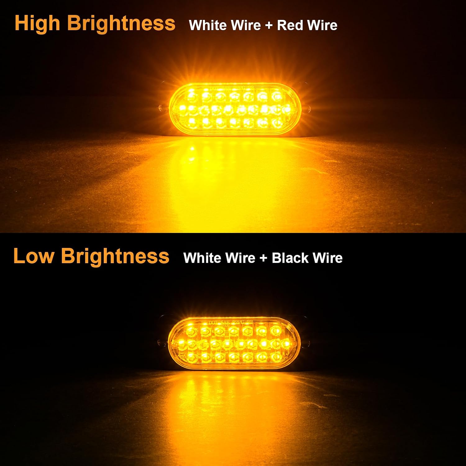 4Pcs 4.4" Trailer Truck Side Marker Lights 24LED Amber Turn Signal Brake Parking Clearance Lights IP67 Waterproof Aluminum Housing Marker Lights for Trailer Truck Tractor RV