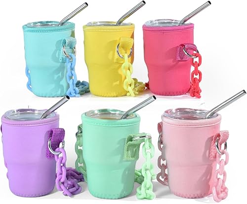 Miniatura 8 de AGH vaso de chupito de 3 oz, mini vaso con popote y tapa, color rosa, de acero inoxidable, vasos de sublimación con aislamiento al vacío de doble