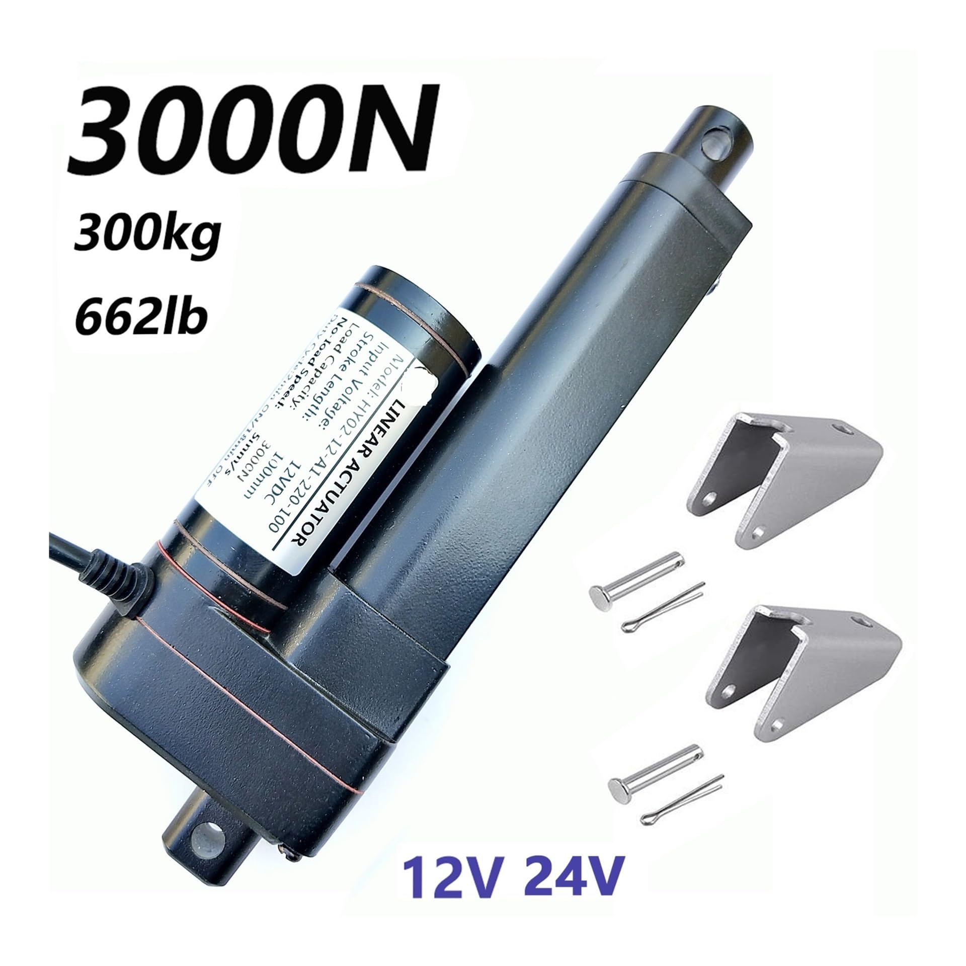 Attuatore lineare ad alta velocità, DC 12V 24V 3000N NTutti gli ingranaggi in metallo 2.5A 30W Attuatore lineare elettrico Motore lineare corsa 50mm-400mm con staffa utilizzato nell'energia elettrica,