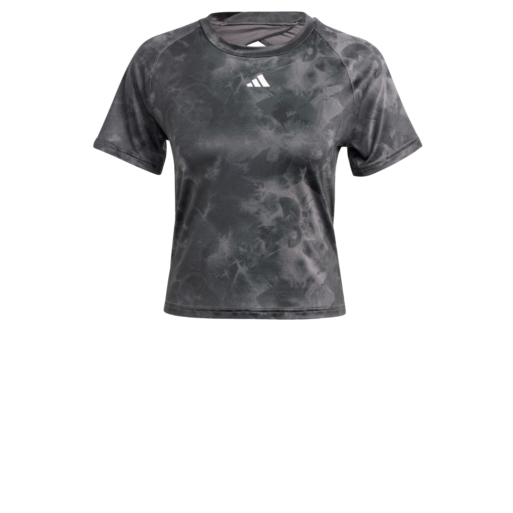 adidas Women's Train Essentials AOP Flower Tie-Dye Tee, Grey Five/Carbon, M