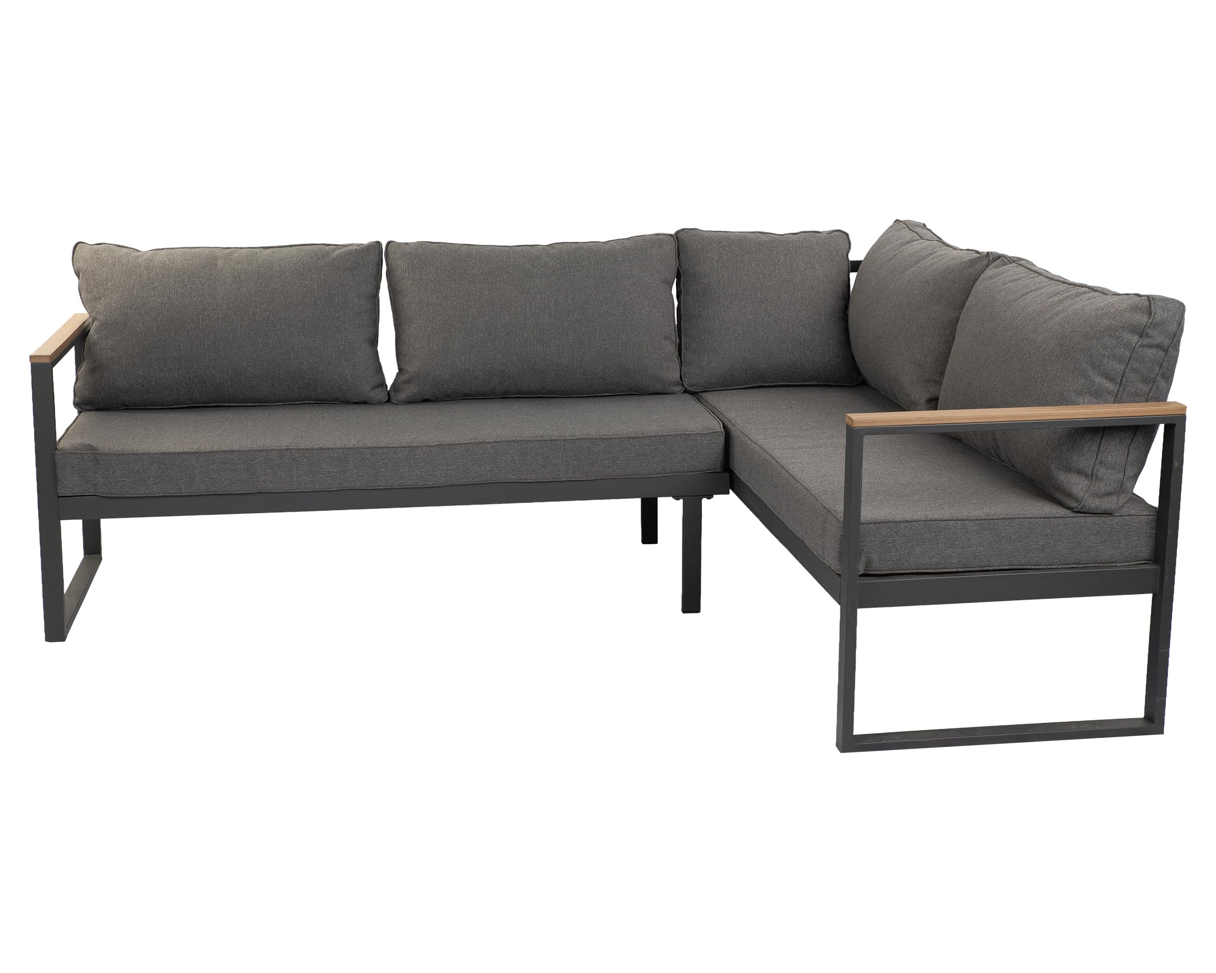 Toledo Lounge-Set, Stahl und Holz-Kunststoff-Gemisch, Grau, mit 2-Sitzer und Tisch, 120 x 60 x 65 cm