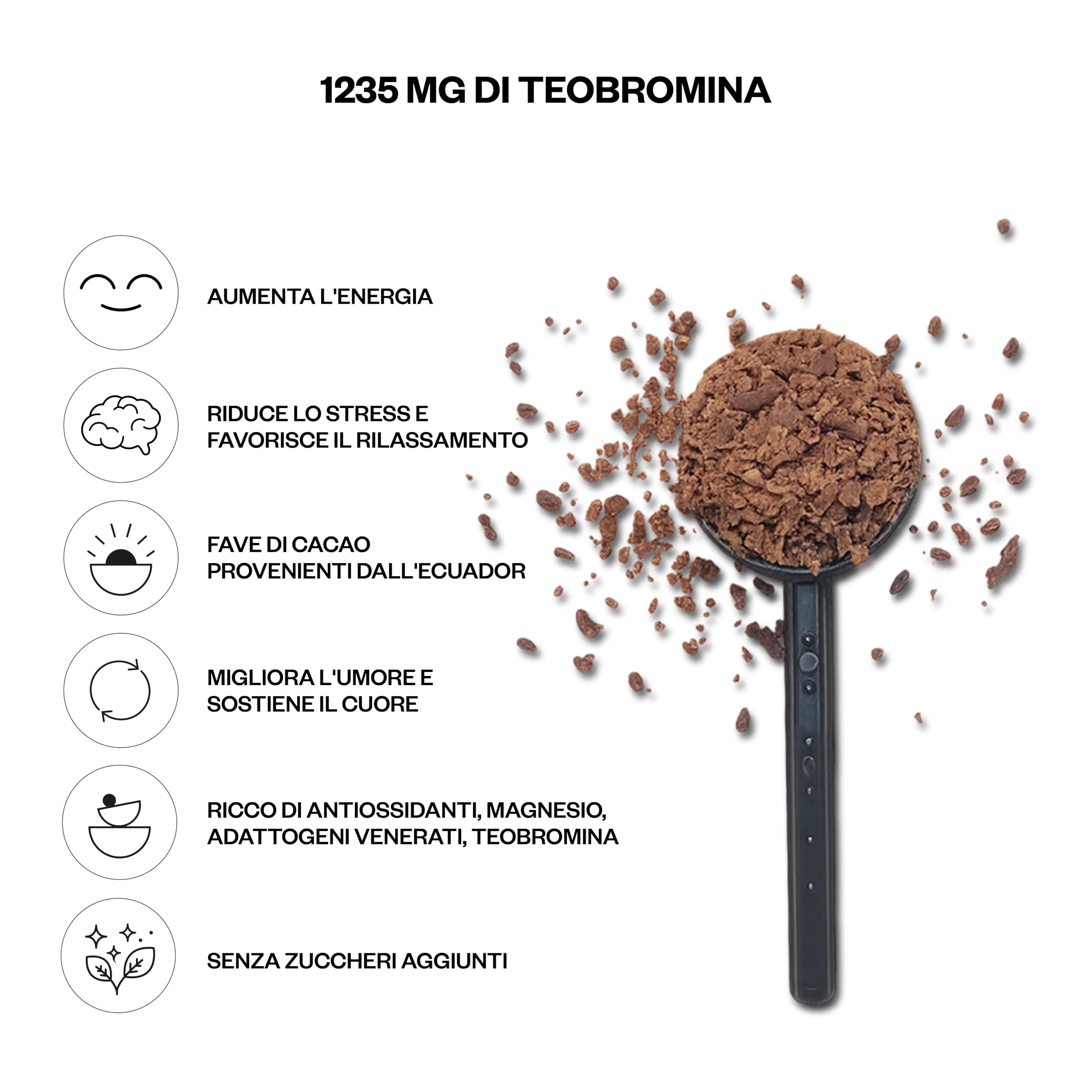 Kaicao Cacao Cerimoniale Mindfulness con Reishi e Ashwagandha - Cacao Puro Macinato in Polvere, origine Ecuador – Senza Zucchero, Vegano, Senza Glutine, Dieta Keto - 201