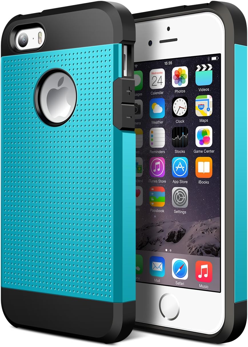 iPhone 5S Case,iPhone SE Case,Geminiman Hybrid Dual Layer Slim Case Flexible TPU Bumper & Hard PC Back Rugged Premium Shockproof Protective Durable Cover for iPhone 5S/SE/5(Blue)