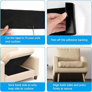 Hook and Loop Tape Self-Adhesive, 10cm X 2m Non Slip Couch Cushion and Rug Gripper, Nylon Rolled Sticky Pads Tape to Keep Sofa Cushions, Rugs, and Seat Pads in Place (10CM*2M)