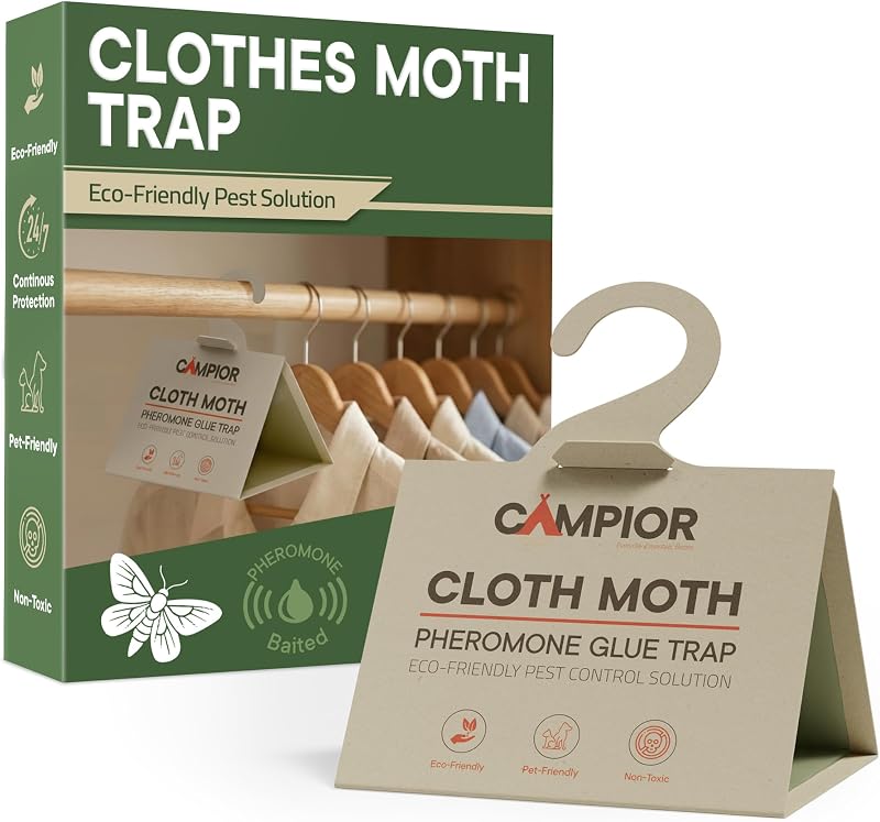 Clothing Moth Traps with Pheromones (8 Pack) Non‑Toxic, Sticky Glue Traps for Clothes Moth Treatment & Prevention, Case‑Making & Web‑Spinning Moths, for Closets & Storage, Protects Clothes & Carpets