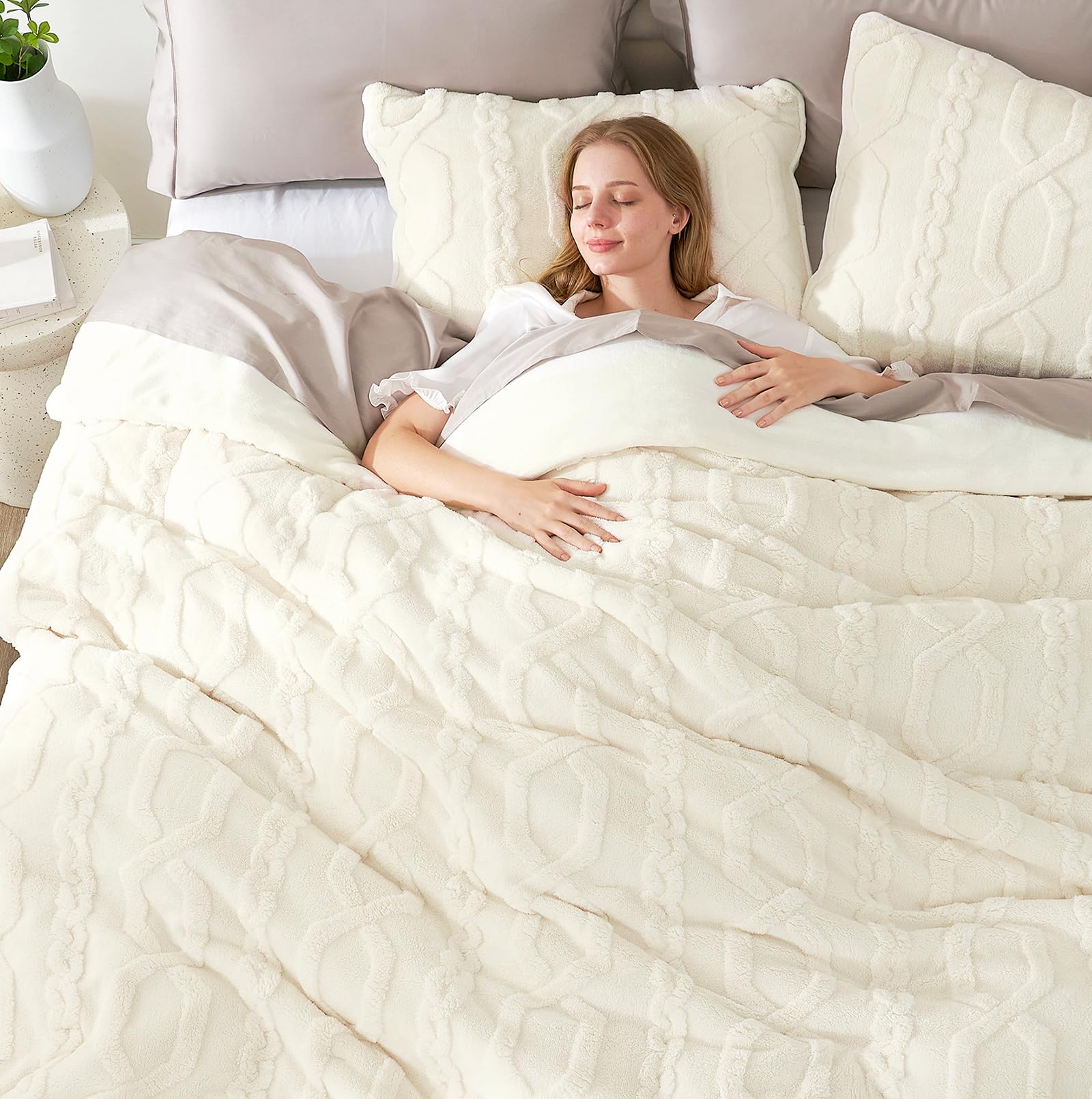 Juego de ropa de cama cálido de edredón esponjoso y texturizado estilo bohemio chic