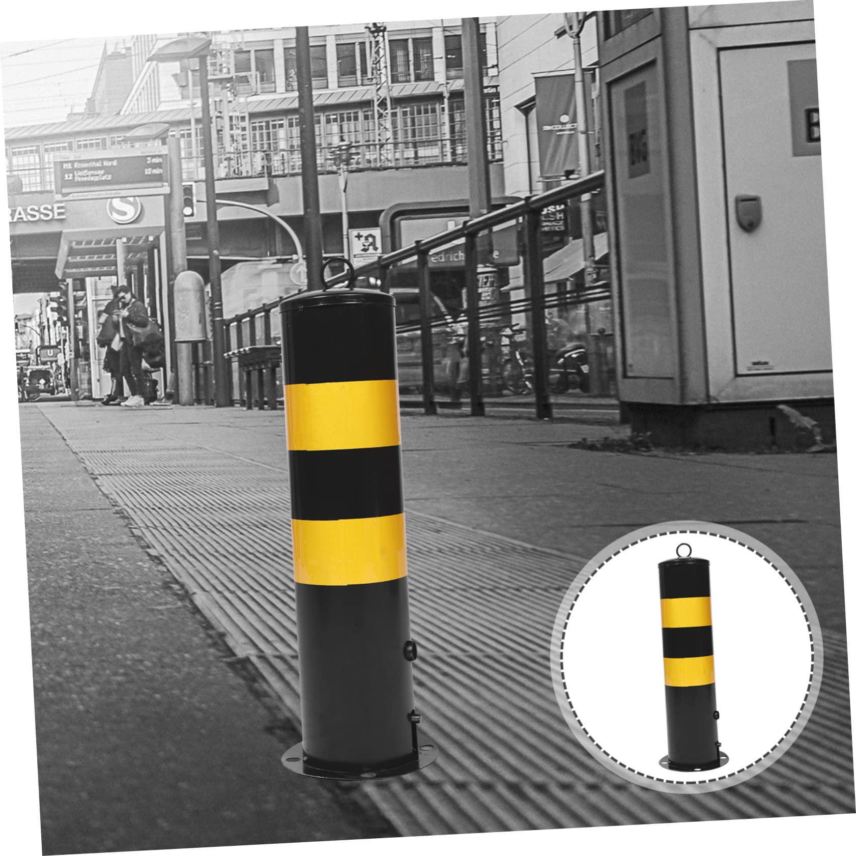 Barrière de Parking Poteau de Sécurité, en Acier Noir Extérieur