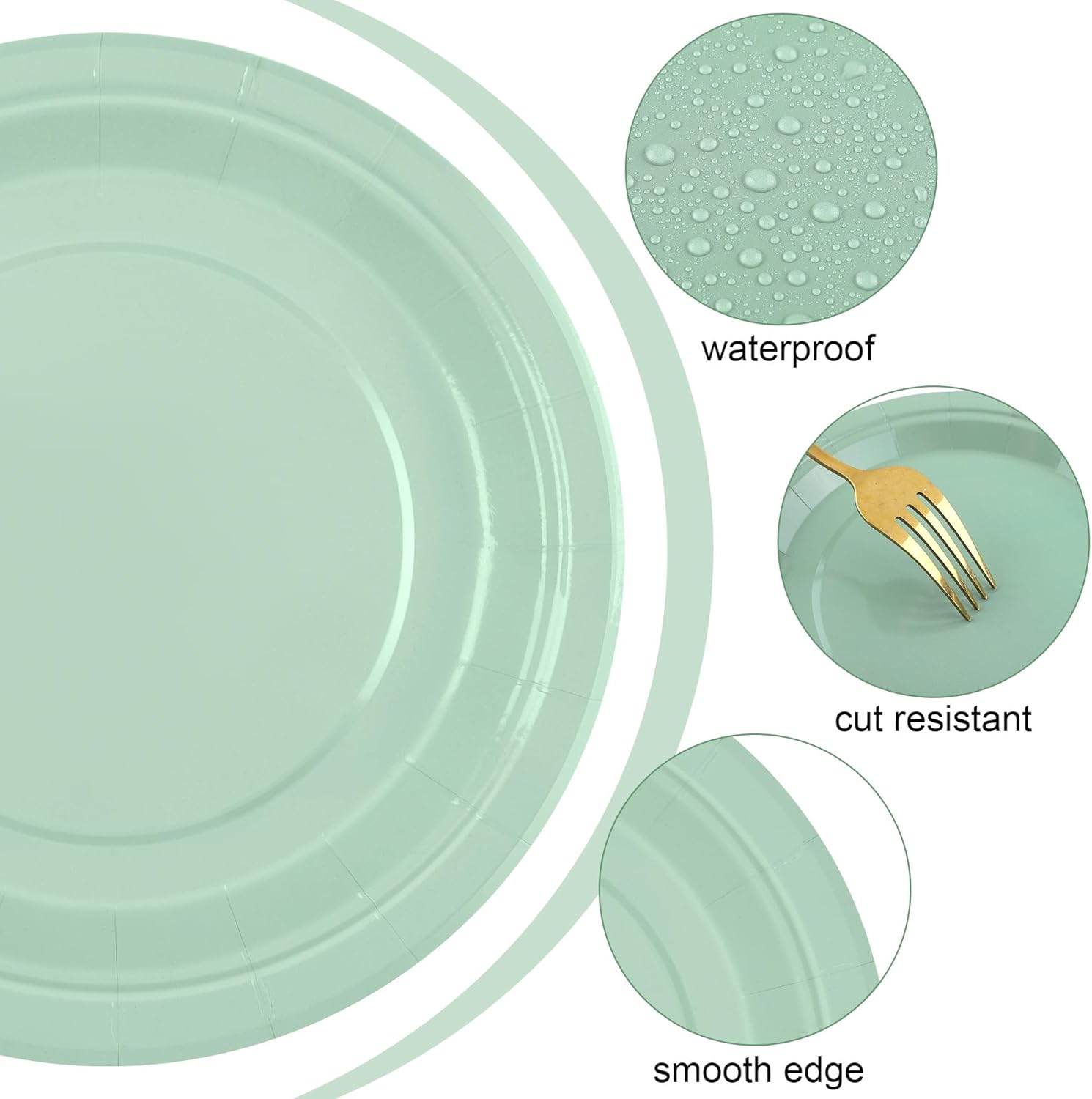 Gradient Green Paper Plates, 72-pack 7-in Disposable Round Dinner Plates, Heavy Duty Wedding, Birthday Party Table Decors - Image 3