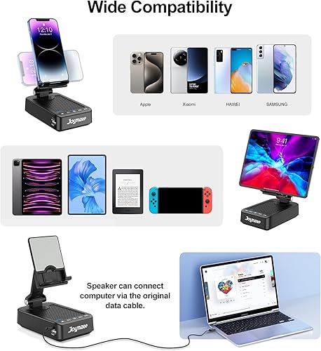 Miniatura 5 de Regalos para hombres y mujeres, soporte para teléfono con altavoz Bluetooth y función de carga, ángulo rotatorio de 360° ajustable, soporte para