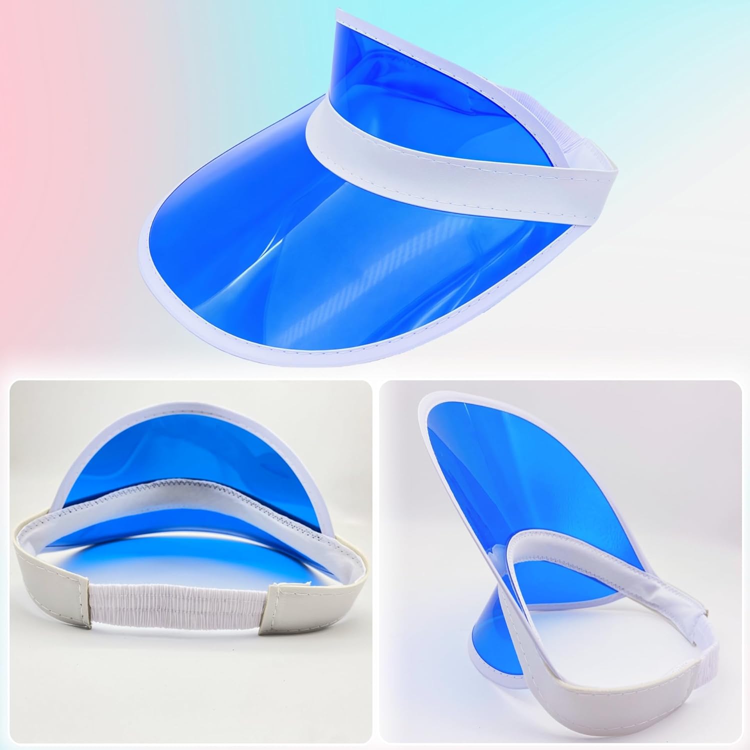 12 Pack Unisex Sun Visors Plastic Transparent Candy Color Poker Hat for Sports Outdoor Summer Beach Activities - Image 4