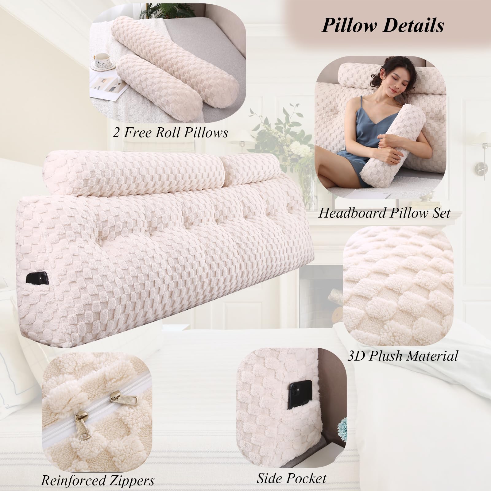 Cuscino Testiera A Cuneo Gpround - Con Cuscino Collo Per Lettura A Letto