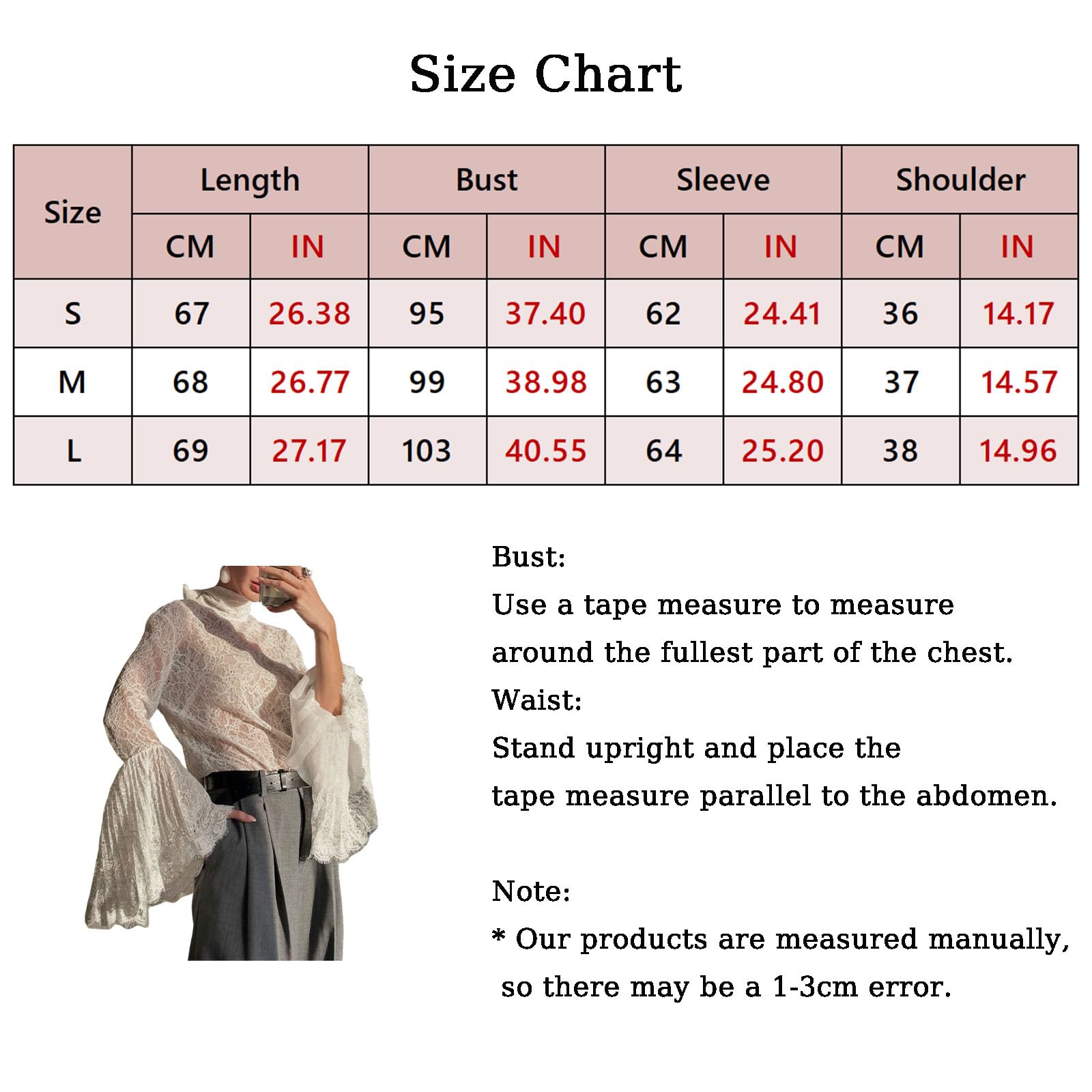 Camicia Da Donna Sexy in Pizzo Trasparente Floreale Svasato A Maniche Lunghe Alla Moda Girocollo Morbida Ed Elegante Camicia Con Volant