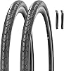 SIMEIQI 2 Pack 700x35C37-622 Bike Tires Black Wall or Brown Wall 700C Road Bike Tires for Hybrid Commuter Trail Bicycles Tyres