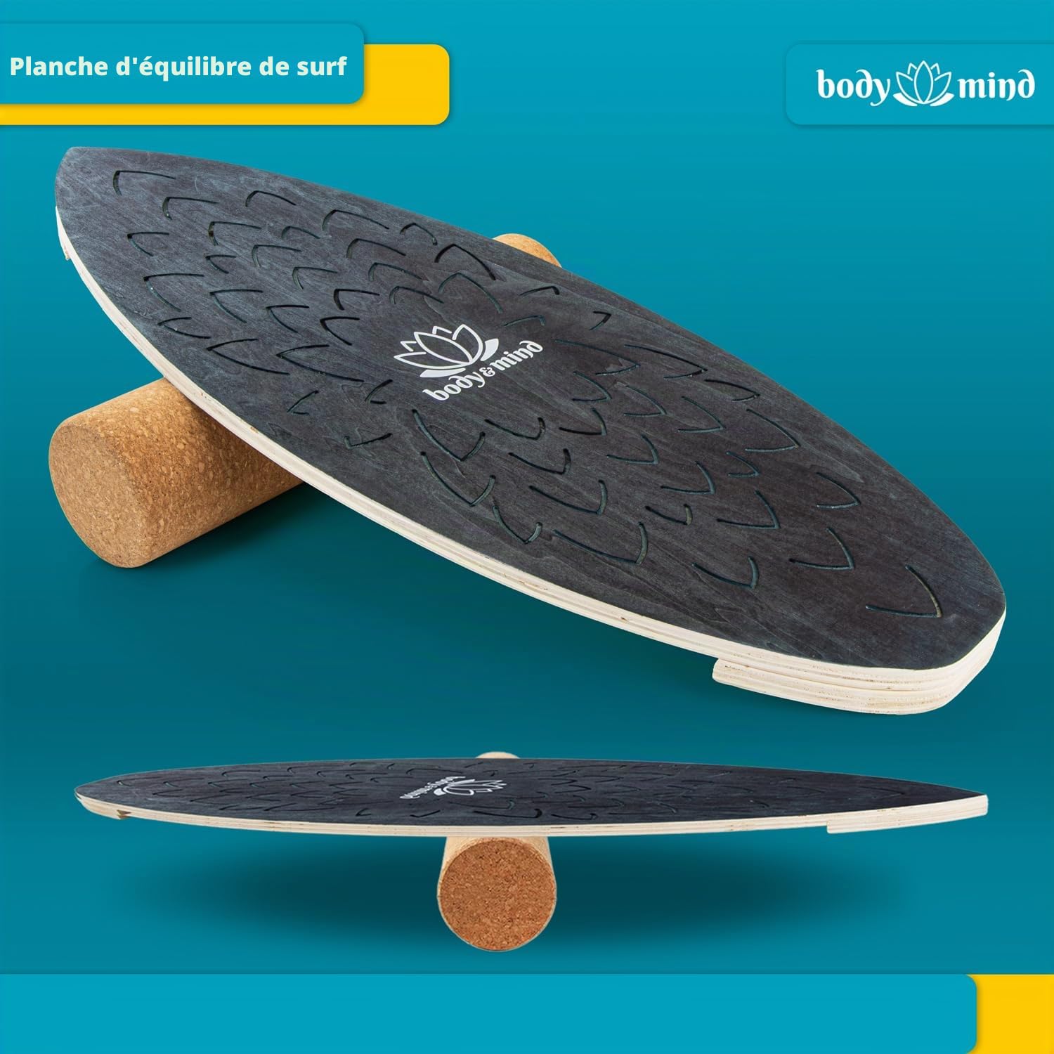 Balance-Board planche de surf planche d'équilibre à secouer pour la physiothérapie entraînement au surf ; entraîne l'équilibre et la coordination avec E-BOOK gratuit