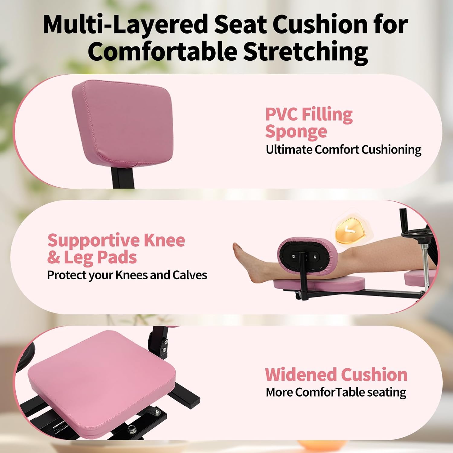 Leg Stretcher Machine for Splits, 0-210° Adjustable Leg Stretching for Flexibility Training, 220LBS for Ballet, Dance,Yoga, Flexibility Stretching Equipment to Relieving Leg Muscl, Exercise, Pink