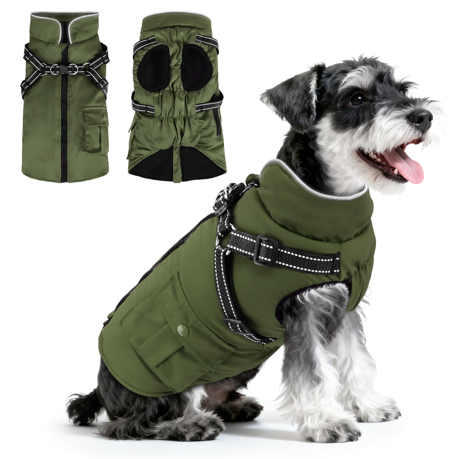 Hunde-Wintermantel Mit Geschirr – Wasserdicht, Reflektierend, Verstellbar, Für Große & Mittelgroße Hunde