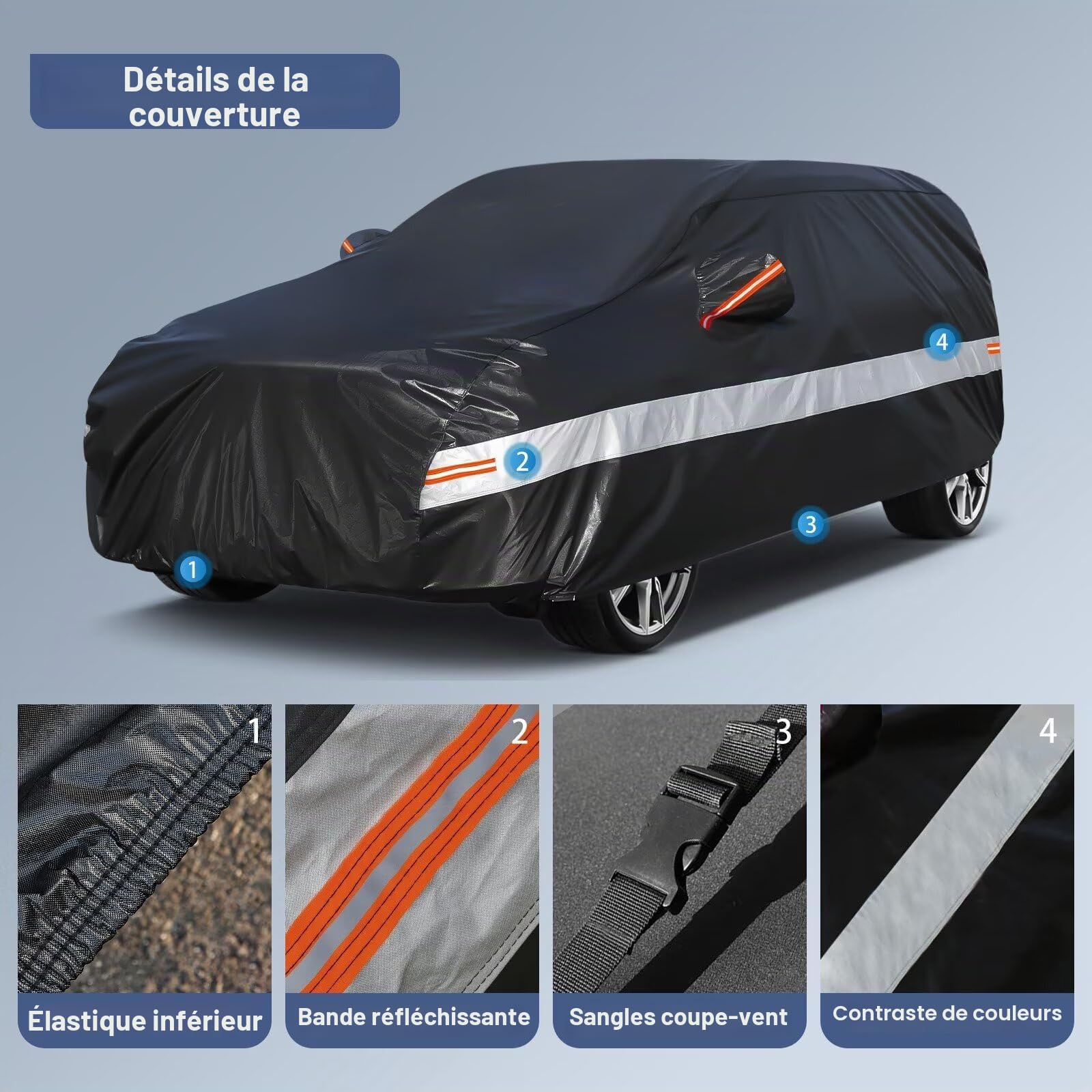 Bache Voiture Exterieur SUV pour Range Rover Sport（2013-2026） Housse Voiture à 10 Couche,Bache Voiture 100% Imperméable,Bâche Protection Voiture écran Solaire,Protection UV,Anti Rayures
