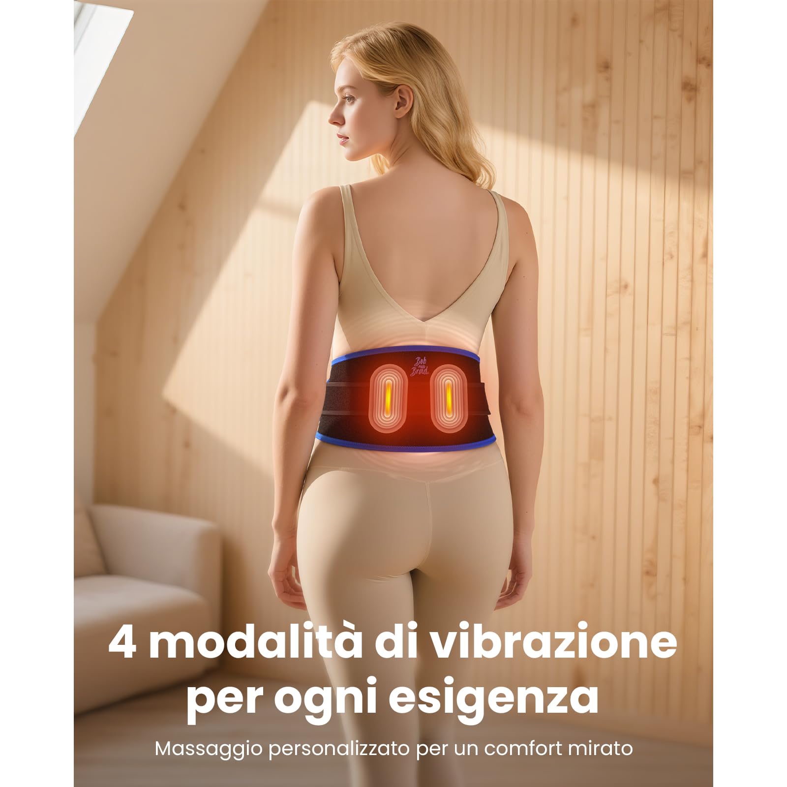 BOB AND BRAD Fascia Lombare Riscaldante ThermoRed con Massaggio Vibrante e Luce Rossa, Senza Fili Ricaricabile, Ideale per Casa Ufficio e Yoga, Regalo per Uomo e Donna
