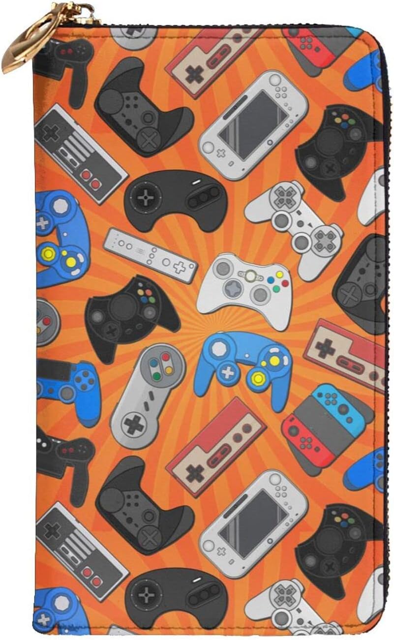 [NEKKII] ビデオ ゲーム 面白い ゲーマー 長財布 携帯に便利 レザー ウォレット 多機能 メンズ レディース 革 財布 現