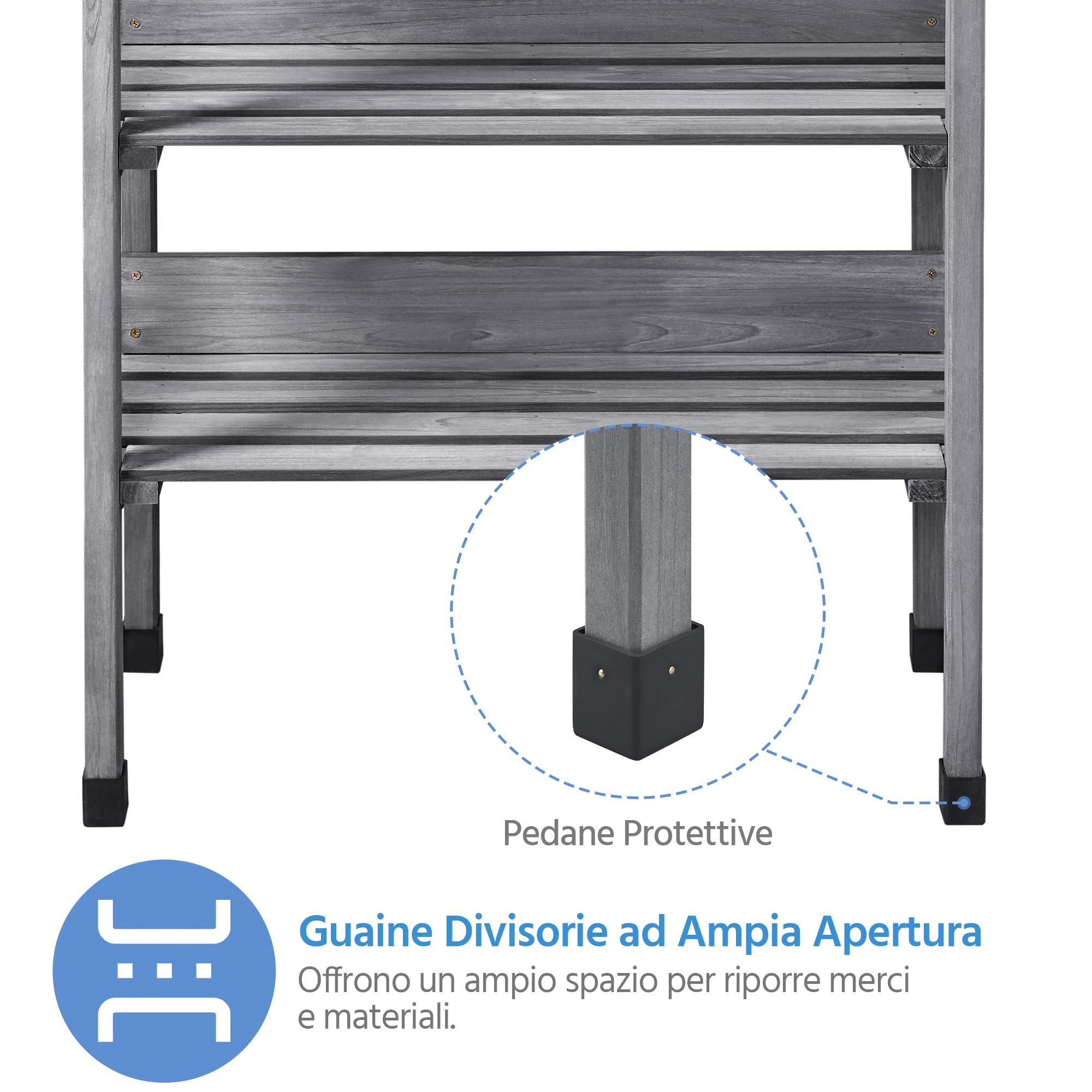 Yaheetech Tavolo da Giardino per Piante in Legno con Gancio Spazioso Banco da Lavoro con Piano in Metallo per Giardinaggio 77 x 37 x 90 cm Grigio
