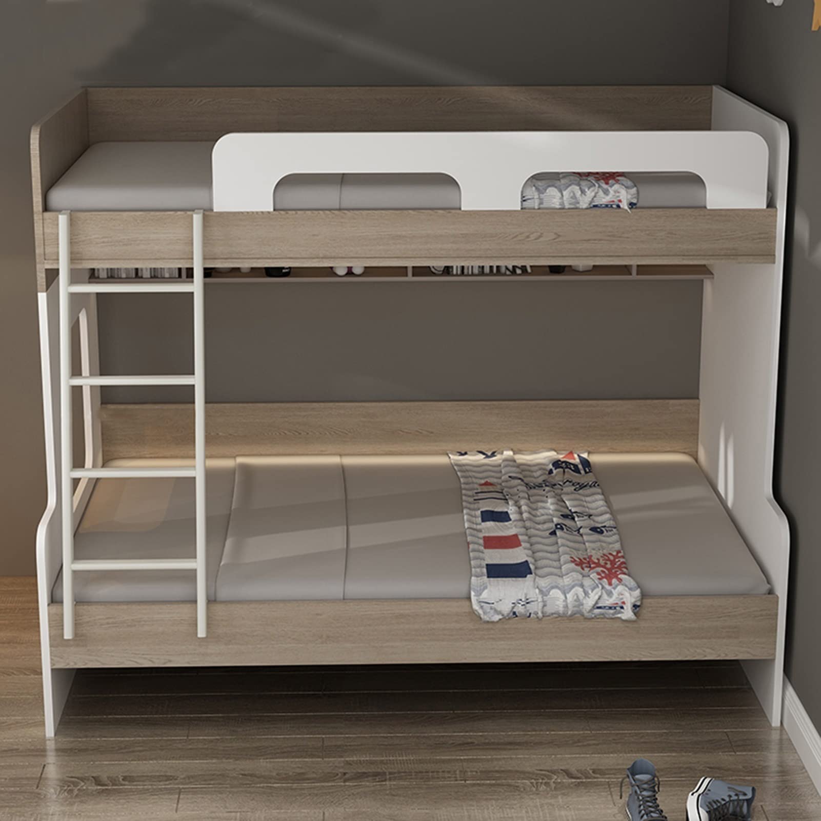 Rv Ladder de la Cama para Campera de Camper Motorhome Atic, Lentadora de Escaladas Loft Universales Colgantes - Mde Metal, Soportes de Montaje Incluidos/White/116 Cm/45 "