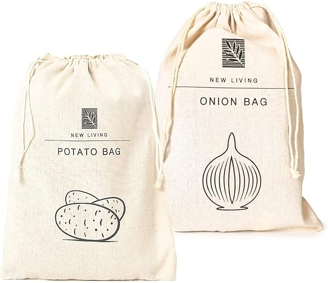 Potato Bag & Onion Bag | Linen Cotton Material | Eco Product | by New Living | Food Storage Bag | 26 * 38