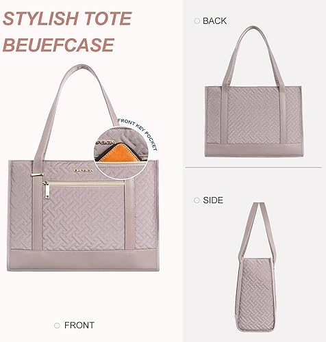 Miniatura 5 de EMPSIGN Bolsa de mano para laptop de 16 pulgadas, elegante bolsa de hombro para computadora para el trabajo, maletín acolchado de gran capacidad,