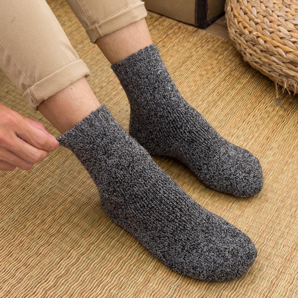 Yoicy Think - Calcetines de lana merino para hombre, cálidos, suaves, térmicos, transpirables, pesados, casuales, para clima frío, talla 6-11