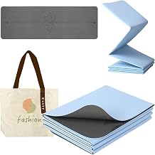 Non-Slip Foldable Travel Mat,173 x 61 x 0.4 cm, Lightweight Foldable for Travel Folding Yoga Mat with Carrying Bag Exercise Pilates