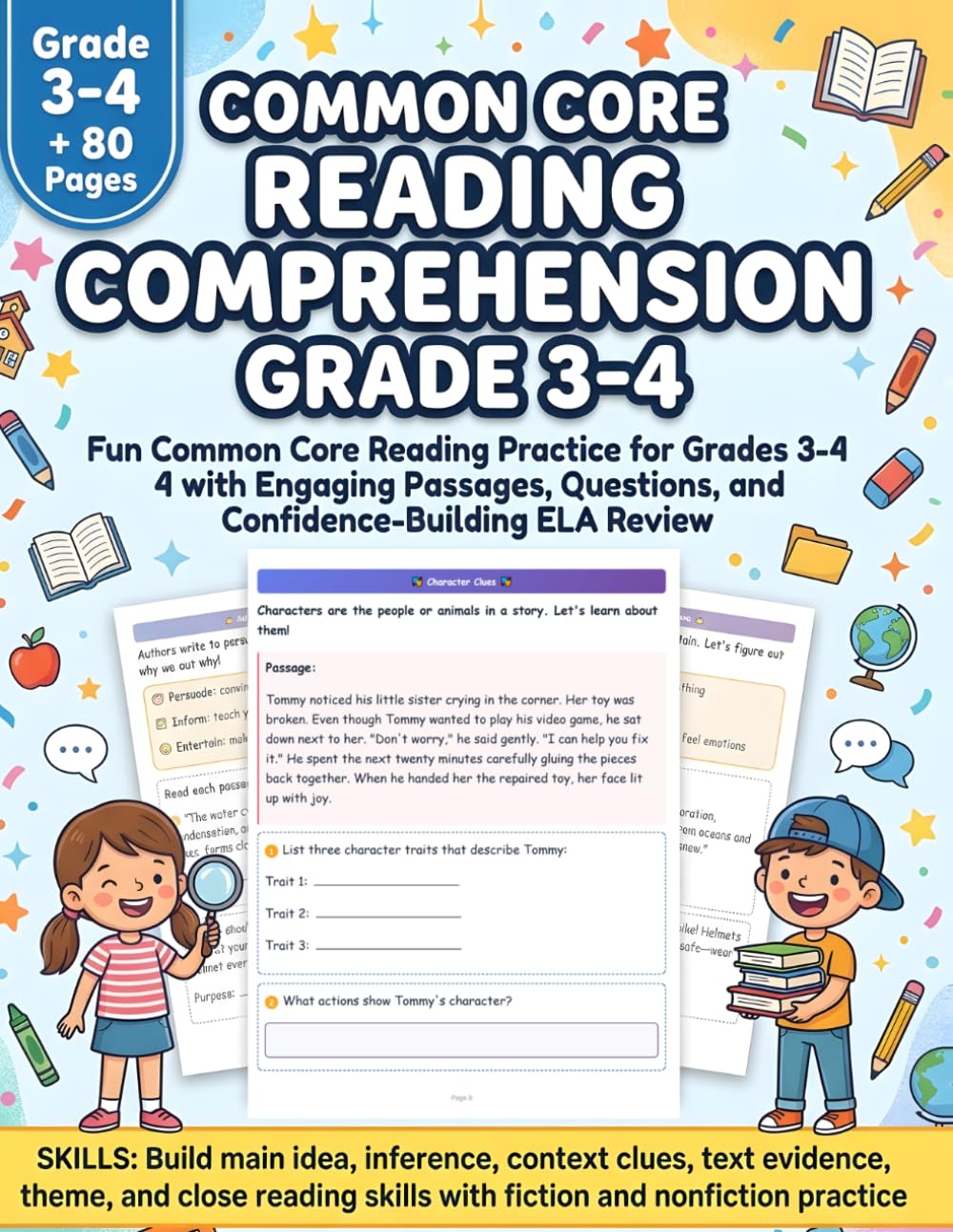 Common Core Reading Comprehension Grade 3 - 4: Fun Common Core Reading Practice for Grades 3-4 with Engaging Passages, Questions, and ... Review (Common Core ELA Workbooks by Grade)