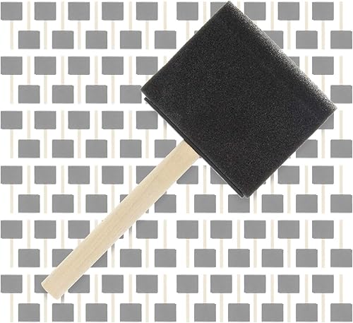 US Art Supply - Juego de brochas de pintura con mango de madera y esponja de espuma de 3.0in (estuche completo de 360 cepillos) Ligeras, duraderas