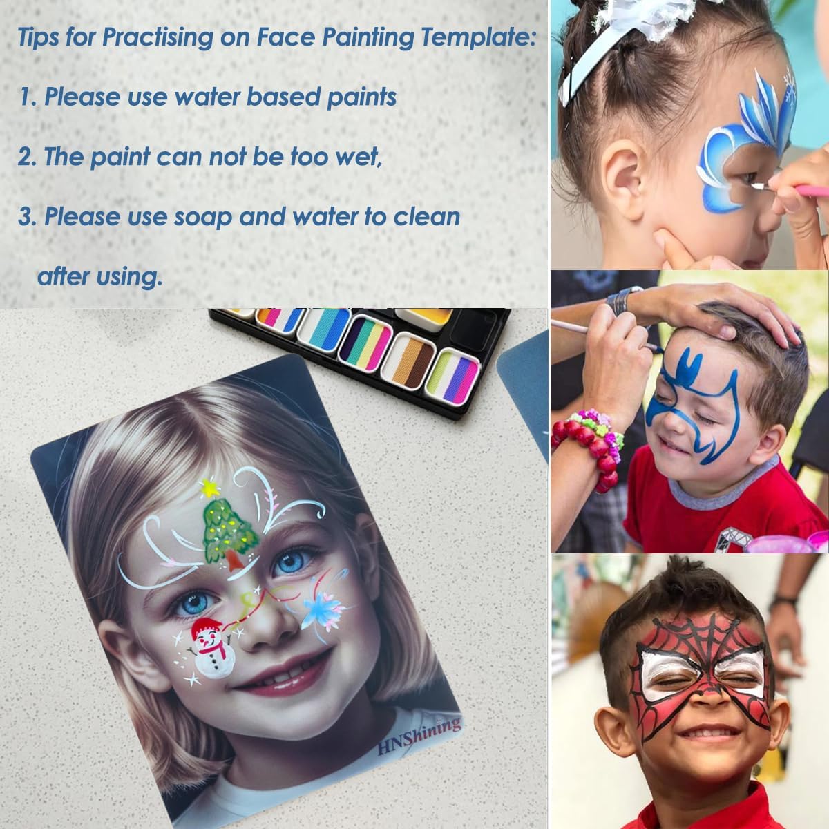 Face Painting Practice Board,Face Paint Practice Board,Reusable Painting Exercise Template,Stage Makeup Painting Tool,Display for Stage&Home Makeup Painting (4)