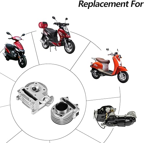 Miniatura 6 de Kit de válvulas de gran calibre, de 2.717 pulgadas (69 mm), 100 cc, reemplazo para ciclomotor scooter con motor de 1.969 pulgadas (50 mm), modelo
