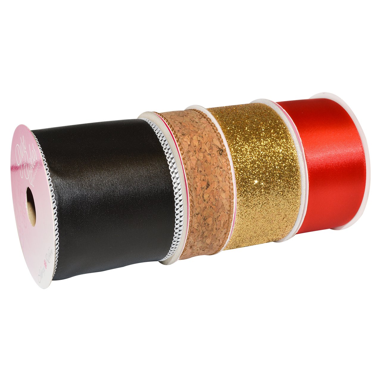 Ruban holiday tableau noir texturé rouge et doré pour ornements haut de gamme 17 m