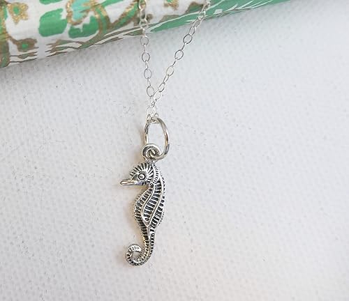 Miniatura 2 de Seahorse Sterling Silver Charm Pendant Necklace 18 inches - Handmade Jewelry Gift Ideas for Women Girls Mother's Mothers Day - Perfect for Layering
