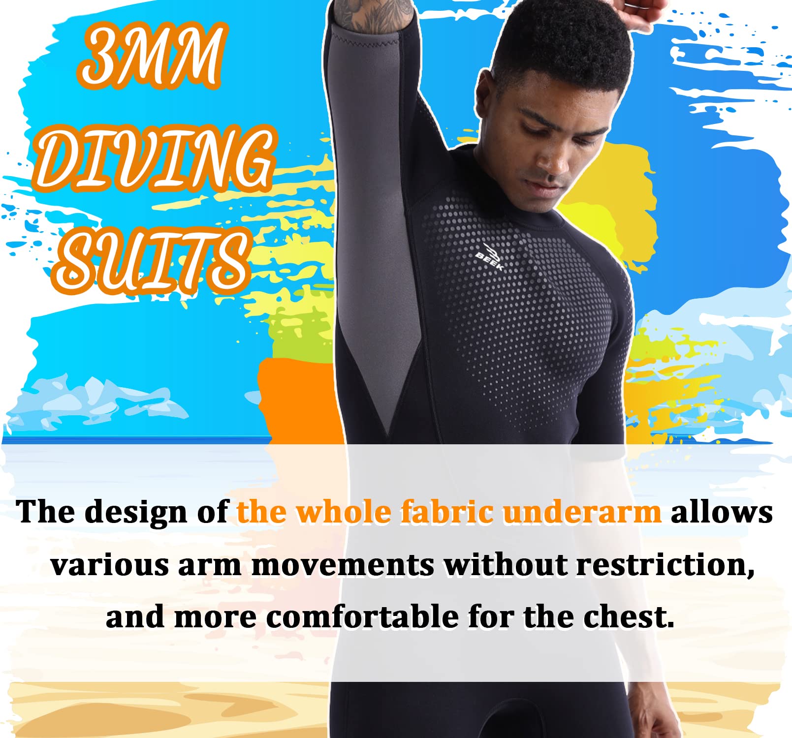 Combinaison en néoprène courte de 3 mm pour homme avec fermeture éclair dans le dos pour la plongée, la plongée avec tuba, le surf, le kayak, la combinaison en néoprène à manches courtes pour les