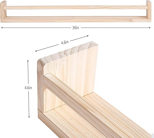 Miniatura 3 de AZSKY Estantes flotantes de madera natural para libros de pared para guardería, decoración de habitación de niños y bebés, estantería de 36 pulgadas