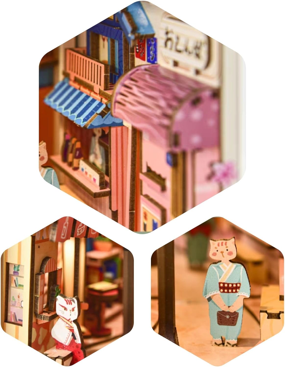 KingStora Magic Book Nook - DIY Assembly Model, Multiple Theme Styles Available Wizard Bookends for Adults (Cat Grocery)