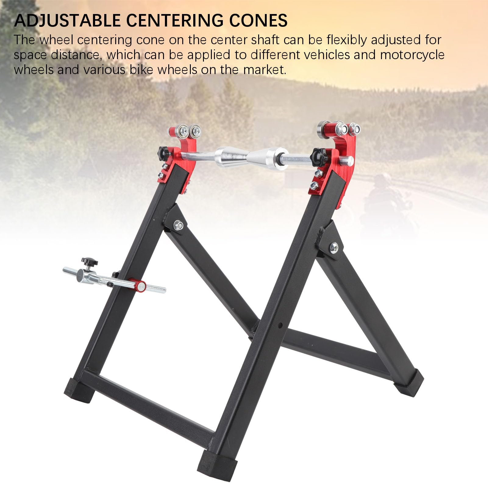 Equilibrador de Ruedas de Motocicleta y Soporte de Alineación, Herramientas de Equilibrio de Alineación de Neumáticos de Llanta Plegable, Conos de Centrado Ajustables para Moto Deportiva
