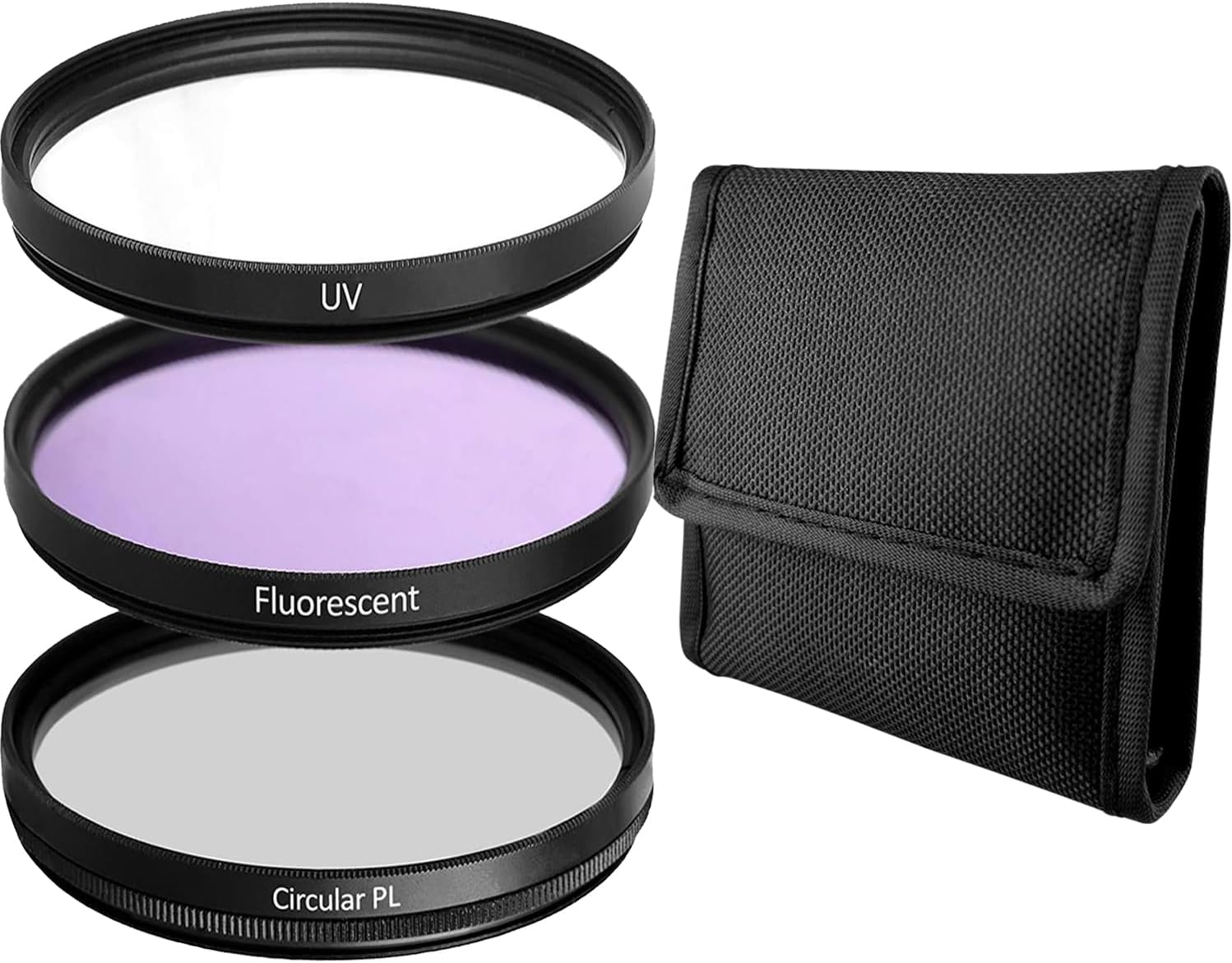 52MM Lens Filter Kit Bundle Pro, Includes CPL, UV, FL-D (UV, Polarizer, Fluorescent) Universal for Camera Lens + Travel Case