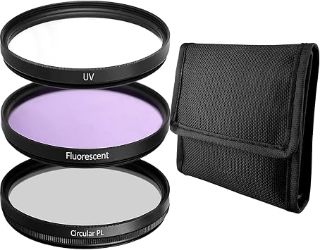 52MM Lens Filter Kit Bundle Pro, Includes CPL, UV, FL-D UV, Polarizer, Fluorescent Universal for Camera Lens + Travel Case