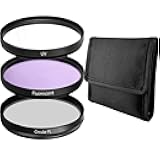 52MM Lens Filter Kit Bundle Pro, Includes CPL, UV, FL-D (UV, Polarizer, Fluorescent) Universal for Camera Lens + Travel Case