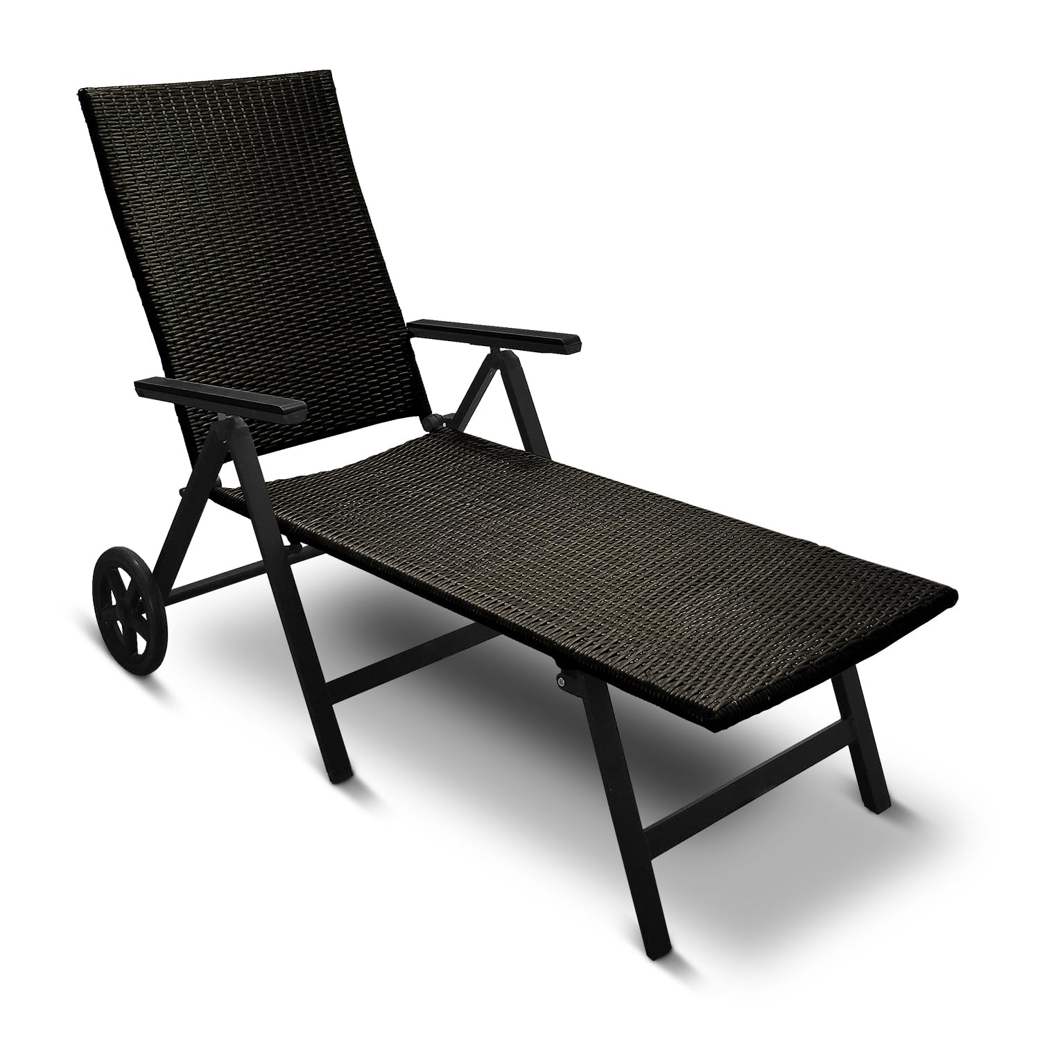 Generisch Aluminium Polyrattan Rollliege verstellbare Relaxliege 120 kg belastbar Sonnenliege Klappbare Gartenliege Campingliege Grau Neu